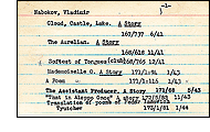 Index card from The Atlantic archive listing Nabokov stories